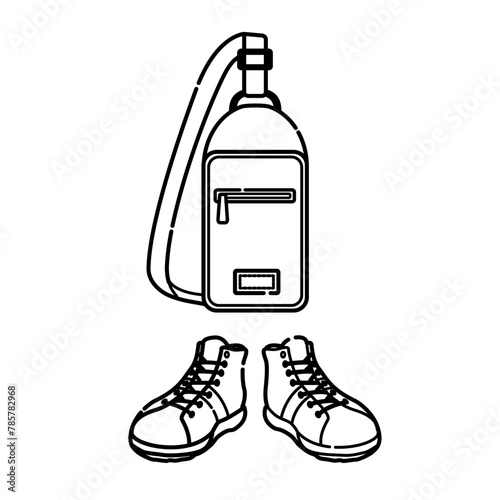 カバンとスニーカー　男性用（線画）