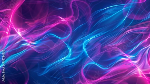 Electric blues pinks and purples blend together in this abstract neon light pattern.