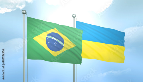 Brazil and Ukraine Flag Together A Concept of Relations
