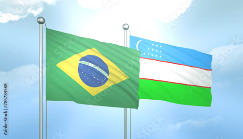 Brazil and Uzbekistan Flag Together A Concept of Relations