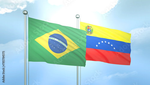 Brazil and Venezuela Flag Together A Concept of Relations