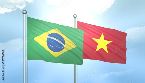 Brazil and Vietnam Flag Together A Concept of Relations