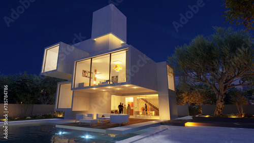 Luxurious modern mansion wi...