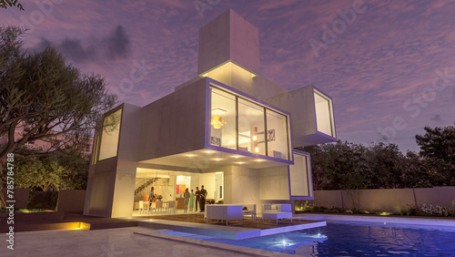 Luxurious modern mansion wi...