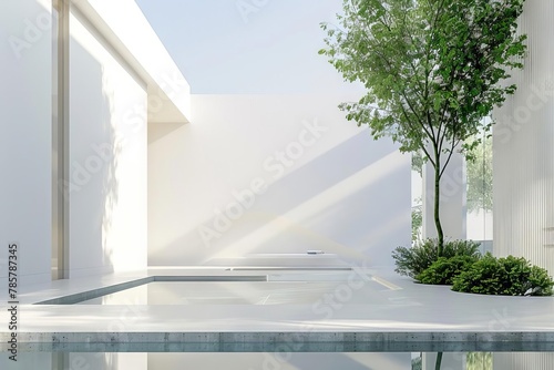 abstract modern house exterior with clean lines and geometric shapes 3d rendering