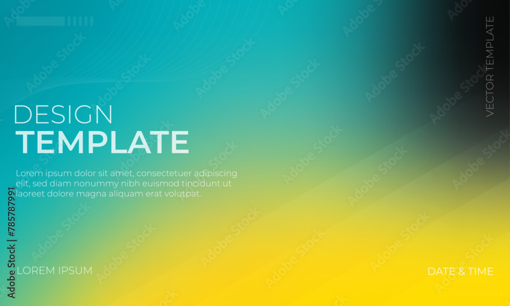 Elegant Vector Gradient Grainy Texture Background in Yellow Black and Turquoise