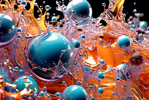 Surreal dynamic fluid, viscous cream, airgel, translucent texture, liquid vortices, rays and reflections of vivid colors. AI Generated