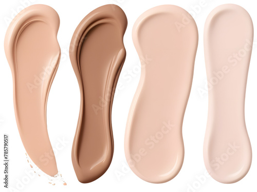 Various liquid foundation swirls .Cosmetic products for makeup and skin care