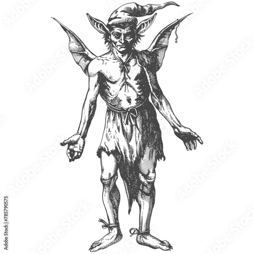 Wallpaper Mural elf full body images using Old engraving style body black color only Torontodigital.ca