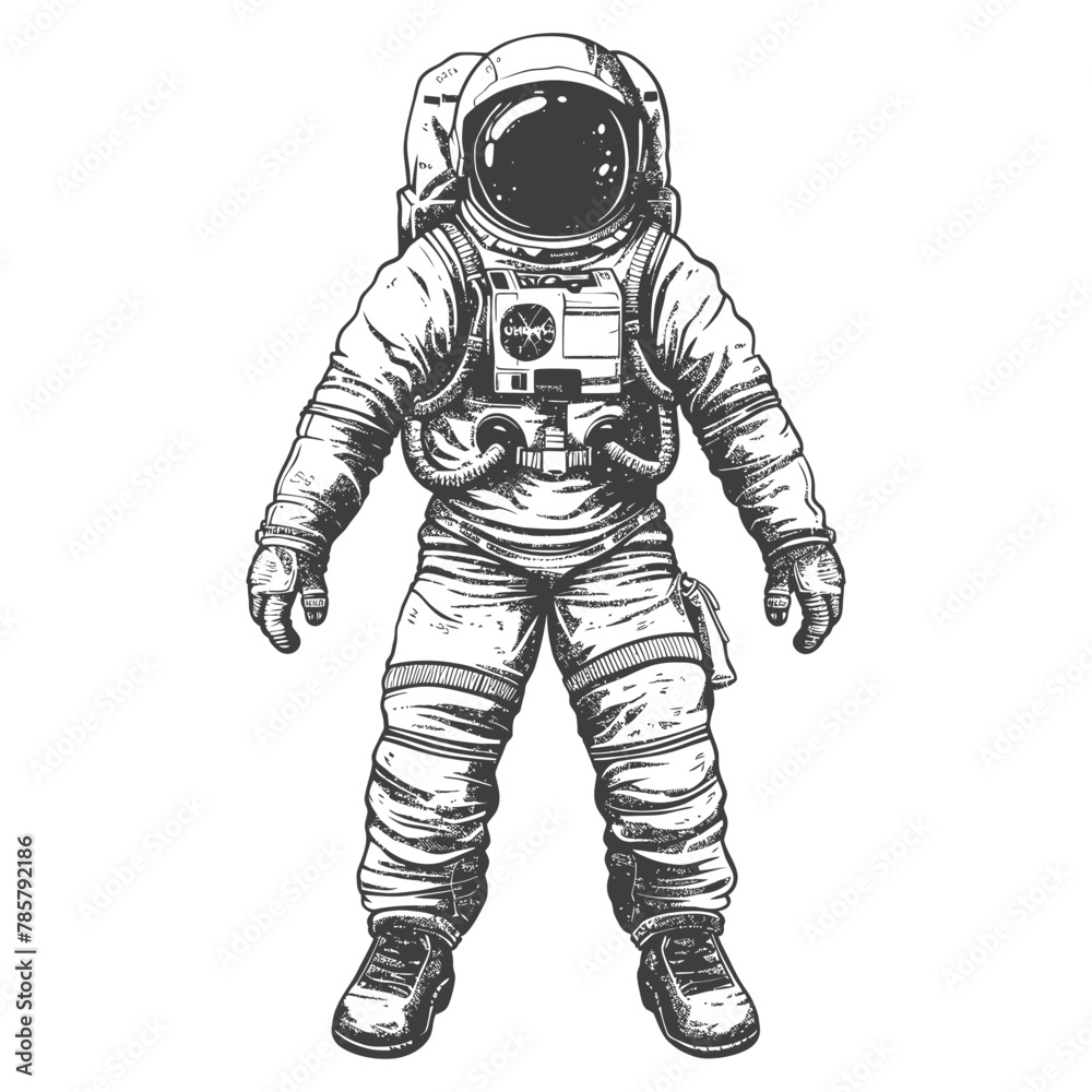 astronaut full body images using Old engraving style body black color only