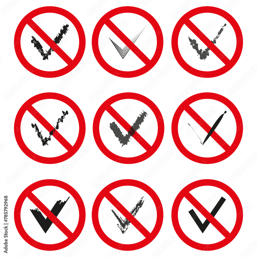 Prohibited items icons set. No weapons or tools allowed. Vector illustration. EPS 10. Prohibited items icons set. No weapons or tools allowed. Vector illustration. EPS 10.