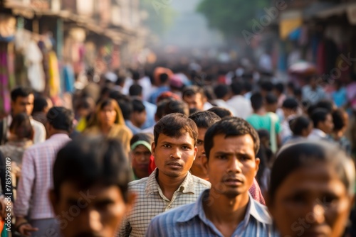 photoCrowd of people walking city street