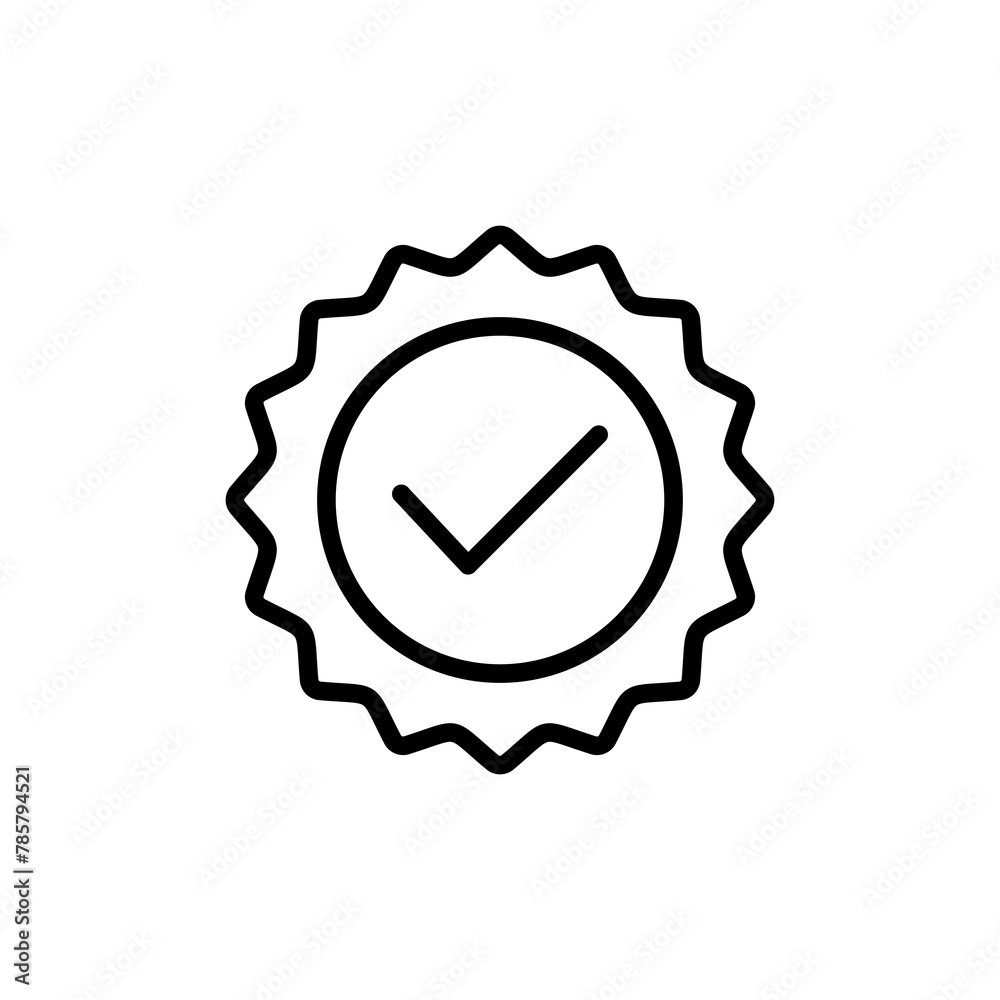 Approved icon vector isolated on white background. Certified Medal Icon vector. check mark Approved icon vector isolated on white background. Certified Medal Icon vector. check mark