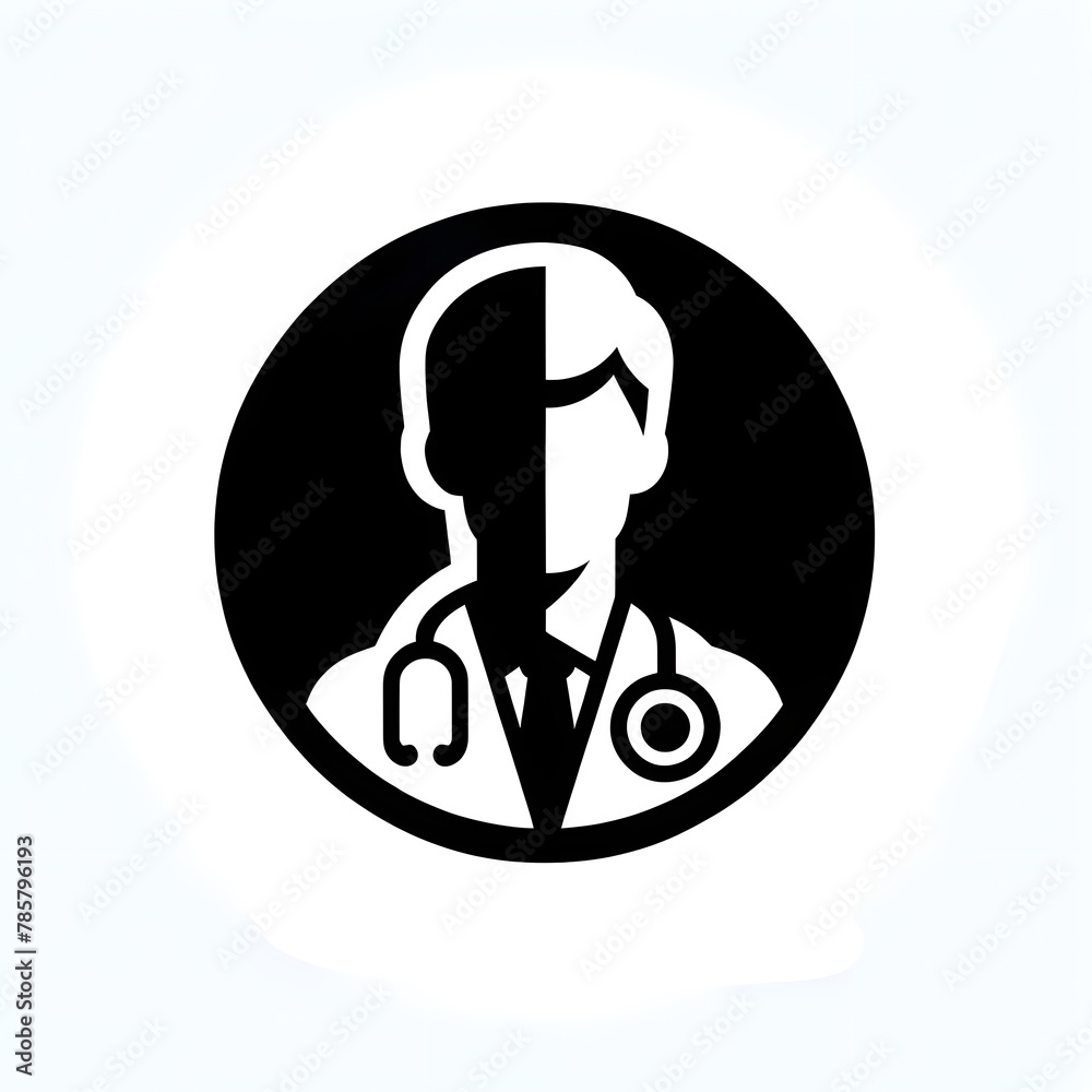 Simple doctor icon or logo, black and white Simple doctor icon or logo, black and white