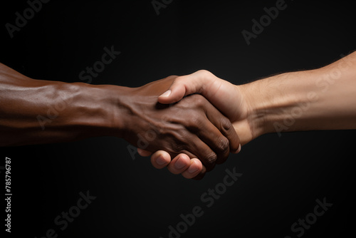 handshake between tpeople of two different races photo
