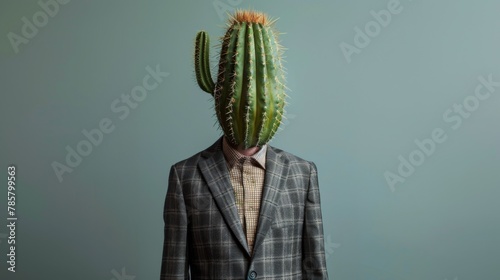 person with head of cactus