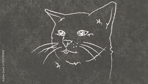 yawning cat, hand drawn frame-by-frame rotoscope animation photo