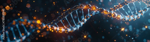 DNA strand hologram dark space photo