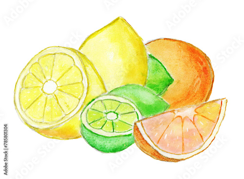 Still life with lemon, lime and orange