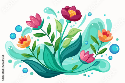 Charming 2D design with flowers adorning a white background.