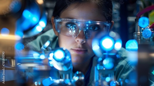 A portrait of a person wearing safety goggles and holding a flashlight as they demonstrate the importance of thoroughly checking each component of a machine during the troubleshooting .