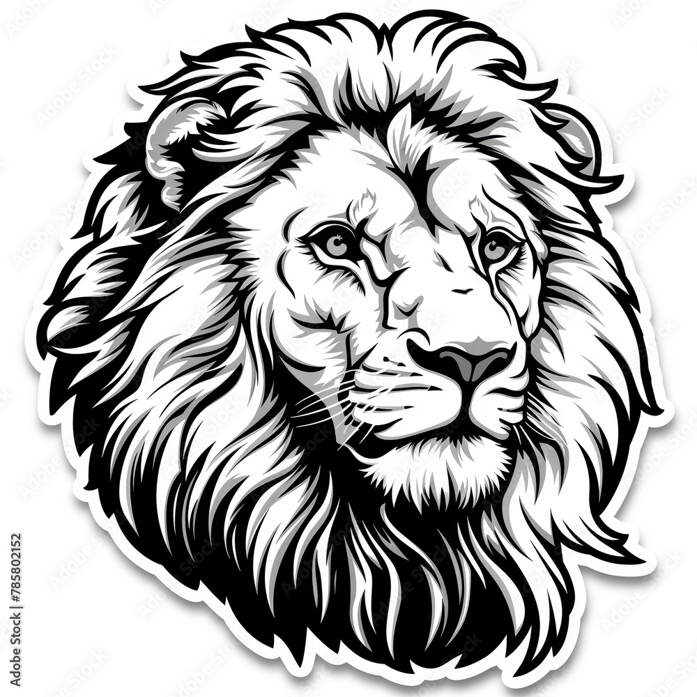 A grayscale illustration of a lion's head facing the viewer with a serious expression. A grayscale illustration of a lion's head facing the viewer with a serious expression.