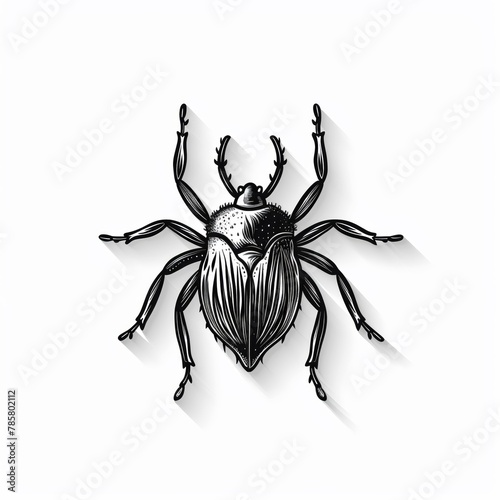 A detailed illustration of a beetle, black and white. photo