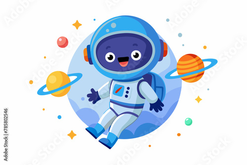 An astronaut floats gracefully against a pure white backdrop, exuding an air of cosmic wonder and charm.