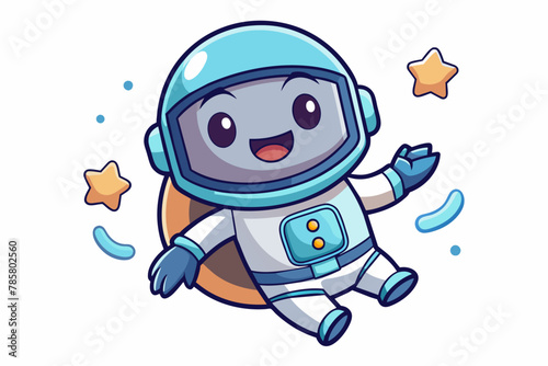 Astronaut sky charming with on a white background