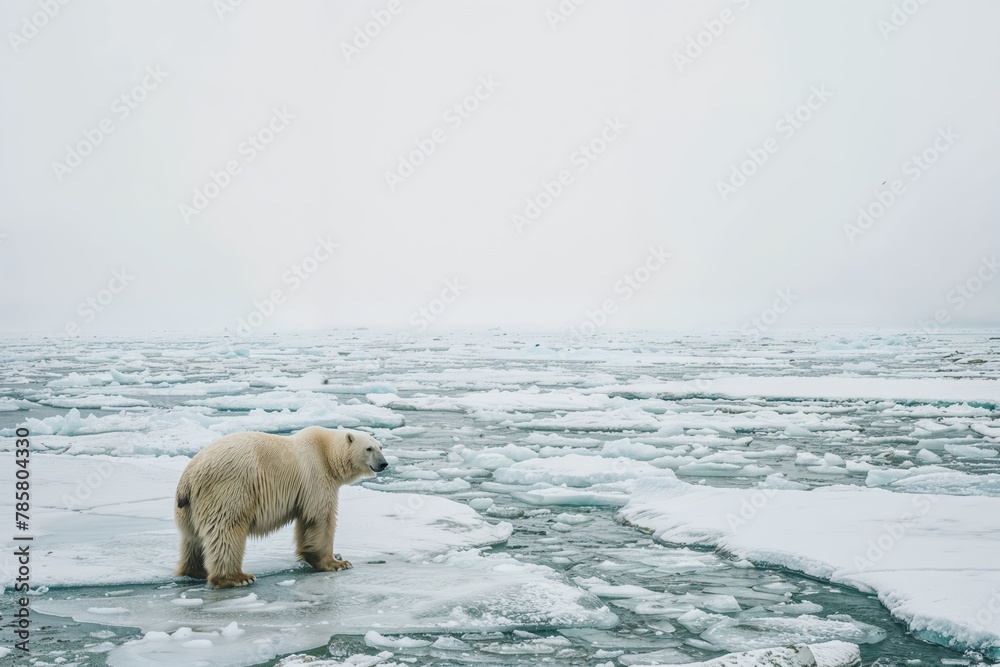 Polar bear trapped on ice floes in arctic Polar bear trapped on ice floes in arctic