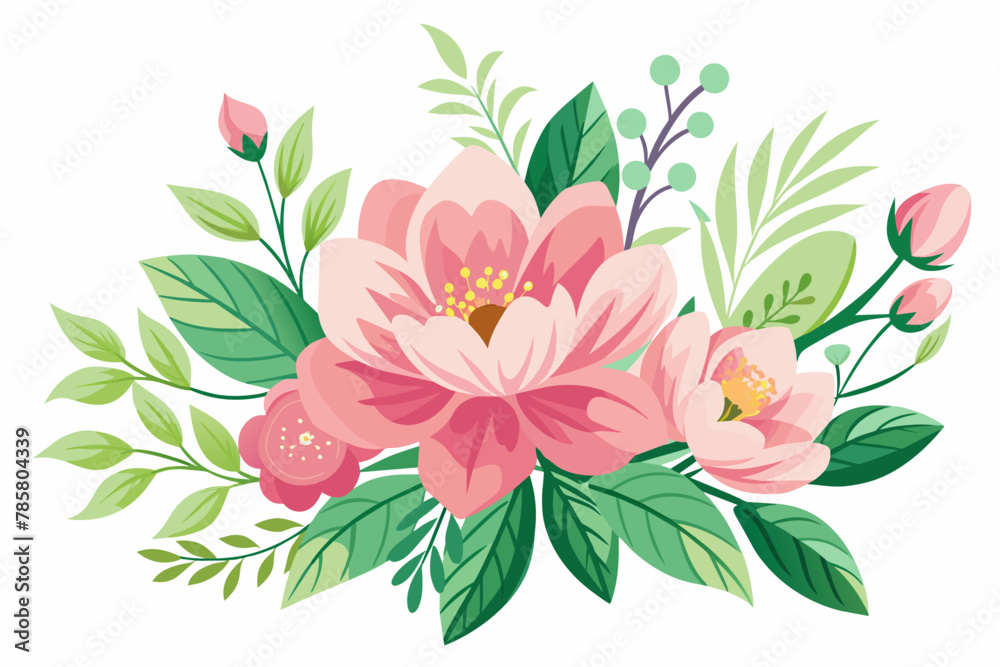 Beautiful and charming bouquet of flowers on a white background. Beautiful and charming bouquet of flowers on a white background.