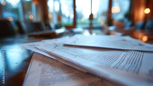 Blurry close up of legal contracts and agreements showcasing a sea of fine print and signatures symbolizing the intricate nature of the legal system. .