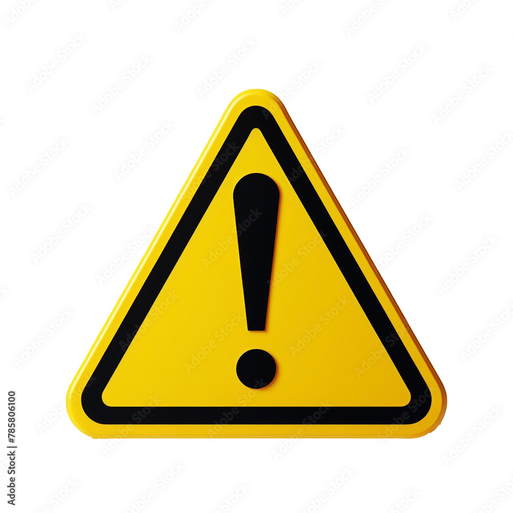 Warning sign on a white and transparent background Warning sign on a white and transparent background