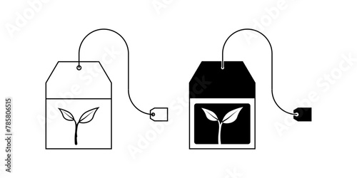 tea bag icon set isolated on white background