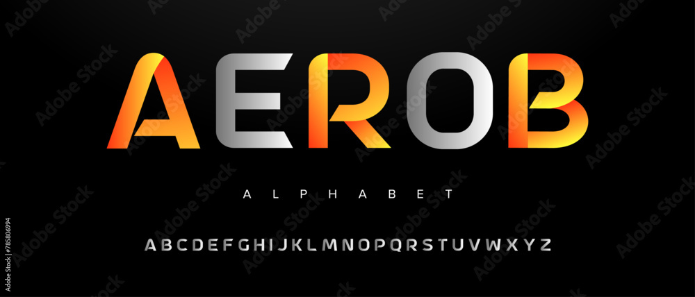 Aerob creative simple modern urban alphabet font. Digital abstract futuristic, fashion, sport, minimal technology typography. Simple numeric vector illustration