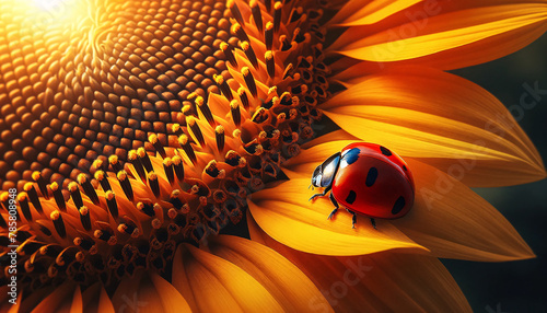 sunflower and ladybug photo