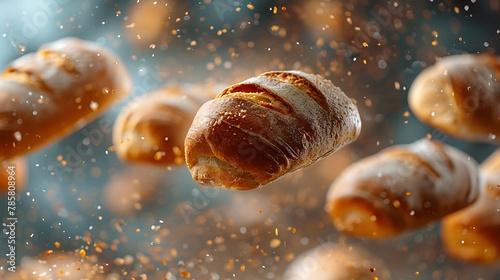 Copy space breads floating on the air professional photography, design advertisement element