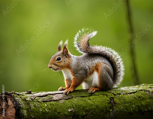 Squirrel on Tree Stump with Green Forest Background © LL. Zulfakar Hidayat