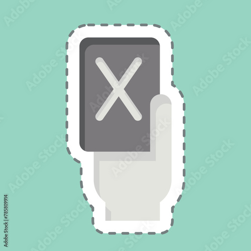 Sticker line cut Red Card. related to Football symbol. simple design illustration