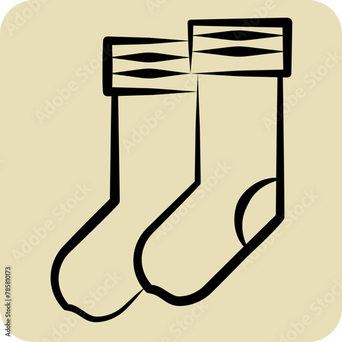 Icon Sock. related to Football symbol. hand drawn style. simple design illustration