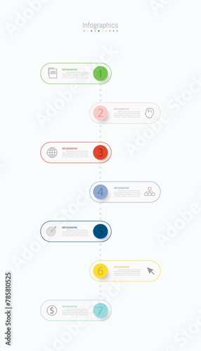 Infographic 7 options design elements for your business data. Vector Illustration.