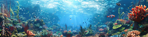 Underwater Adventure: 3D Model of a Playground with Animated Sea Life and Colorful Coral