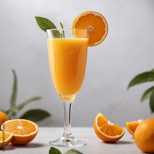 glass of orange juice and oranges