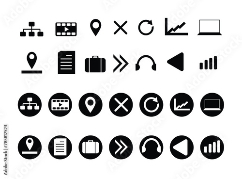 Complete set of website icons, multimedia location and analytics of a visit