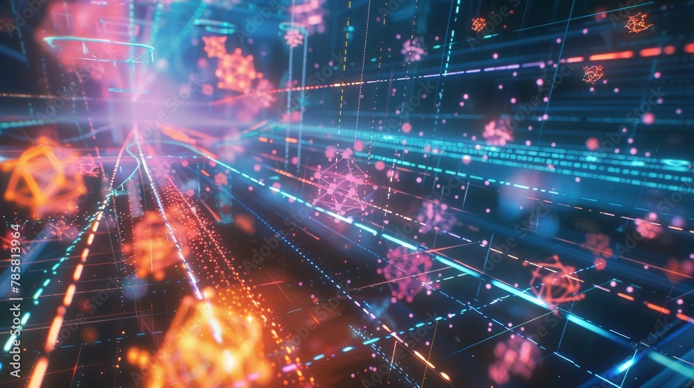 Obraz premium Virtual network of spatial images