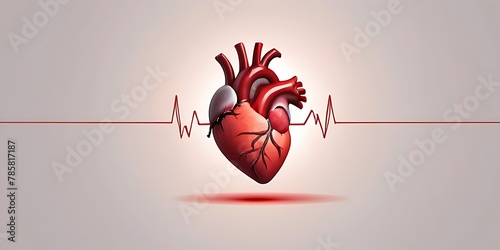 isolated on soft background with copy space Human Heart Beat concept, illustration photo