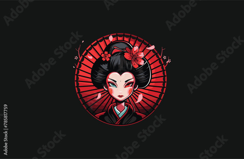 Geisha vector mascot logo design