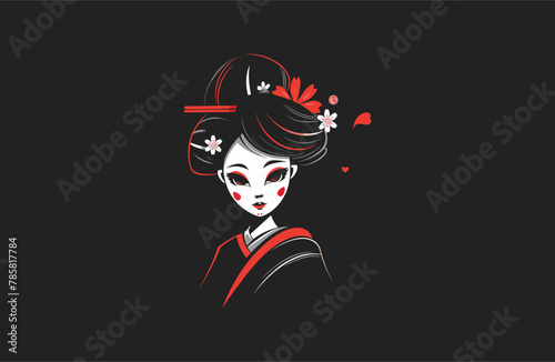 Geisha vector mascot logo design