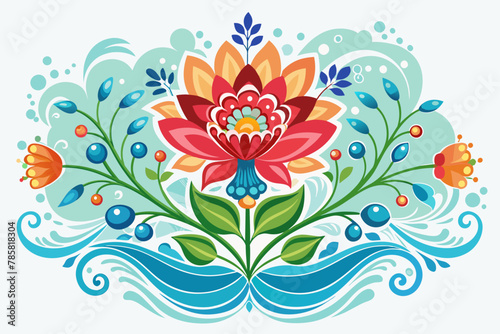 Floral ornament charming with flowers on a white background.