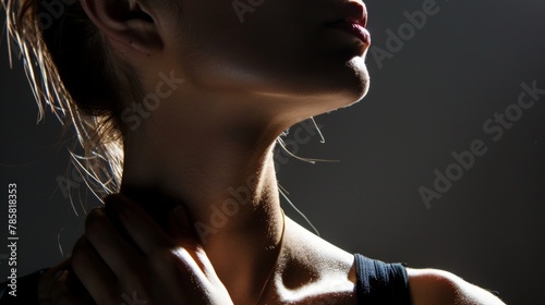 The silhouette of s on the neck and chest serve as a reminder of the heart beating beneath. . photo